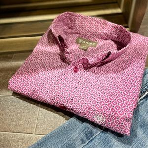 Ariat Short Sleeve Button Down Small Geometric Print Urban Cowboy